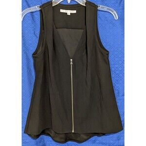 Trina Turk Black Tank Top Vest ~ Size P ~ Zip Up